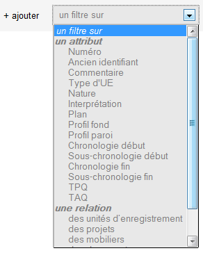Liste des attributs d'UE utilisables